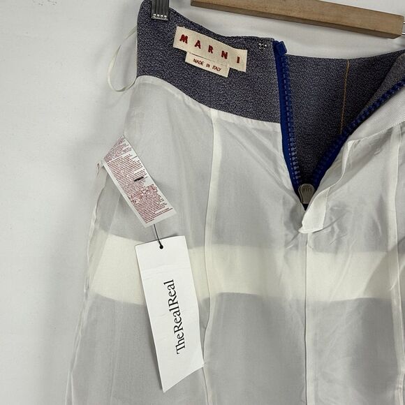 Marni Made in Italy Blue A-Line Skirt Size 36, USA 0 Contrast Stitch Zip Back - Picture 8 of 16